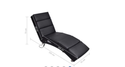  Fauteuil de massage chauffant en similpelle – Noir 