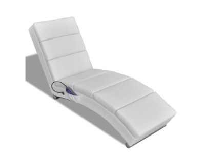  Fauteuil de massage chauffant en similpelle – Blanc