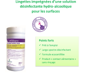 Lingettes imprégnées d’une solution désinfectante hydro-alcoolique pour les surfaces