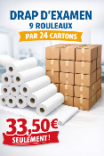 DRAP D'EXAMEN GAUFRÉ COLLÉ JOLETI 9 rouleaux de 121 formats lot de 24 