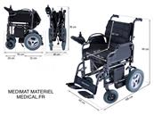 Fauteuil roulant électrique Noir en acier qui permet d'être plié sans retirer les batteries