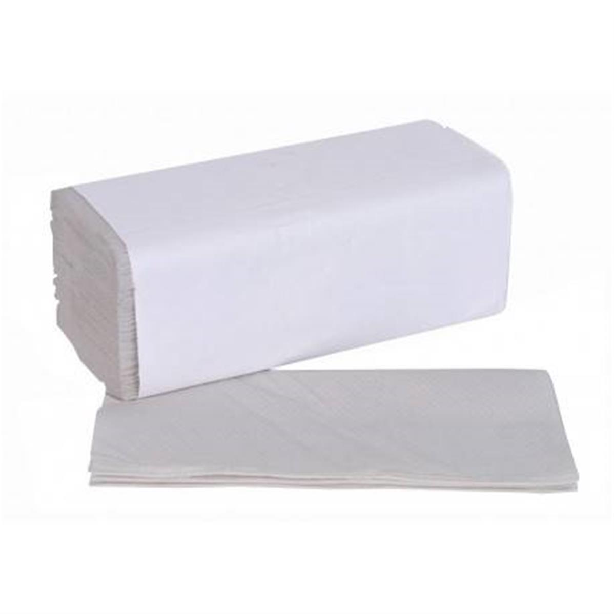 Essuie-mains en pure ouate blanc plié en V 2 plis (21 x 22 cm) 