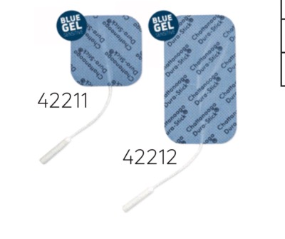 Electrodes Dura-Stick® Blue gel rectangulaire  Fil 40 x 90 mm peaux sensibles Sachet de 4 électrodes
