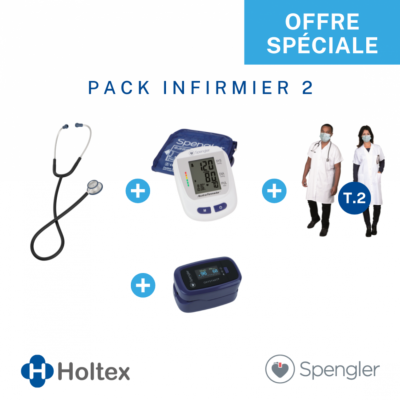 Pack étudiant Infirmier(e) 2 - blouse taille 0 téthoscope AUTOTENSIO Bras Adulte OFFERT Oxymètre de pouls 