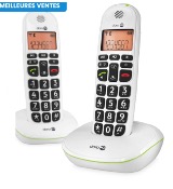 Phone Easy 100w Duo, Blanc grand afficheur, Téléphone Sans fil Duo DORO