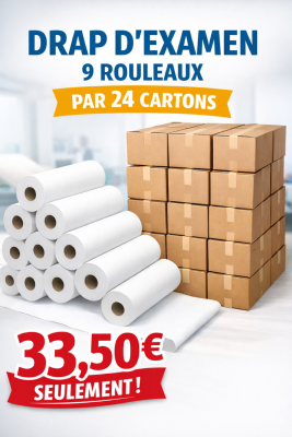 DRAP D'EXAMEN GAUFRÉ COLLÉ JOLETI 9 rouleaux de 121 formats lot de 24 
